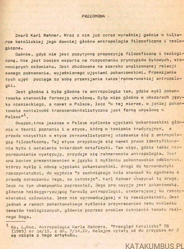 Człowiek jako relacja bytującego do bytu. TADEUSZ KLIMSKI