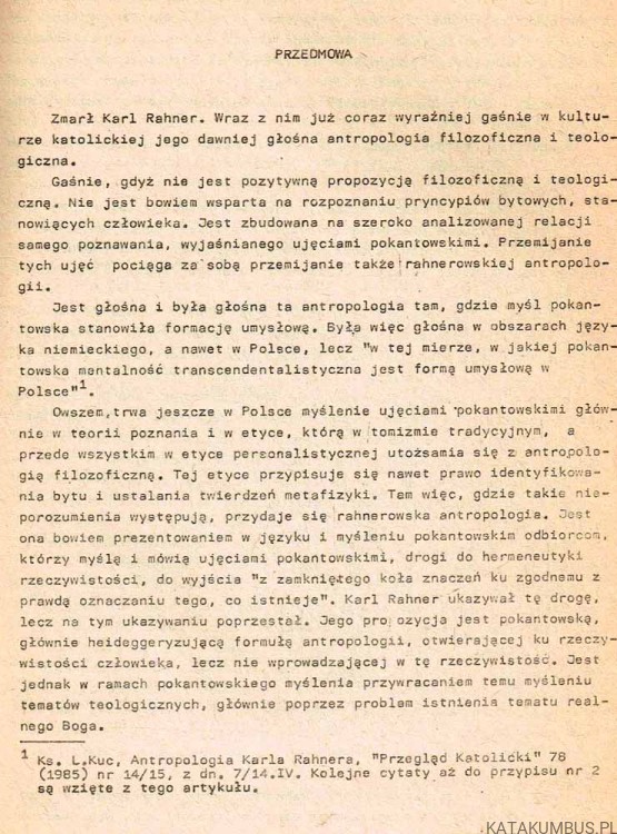 Człowiek jako relacja bytującego do bytu. TADEUSZ KLIMSKI