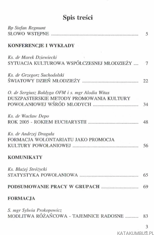 Promocja kultury powołaniowej wśród młodzieży. Red. Ks. BŁAŻEJ STRÓŻYCKI