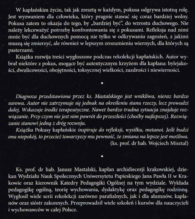 Pokusy kapłańskie. Ks. JANUSZ MASTALSKI