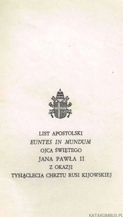 List Apostolski Euntes In Mundum. JAN PAWEŁ II