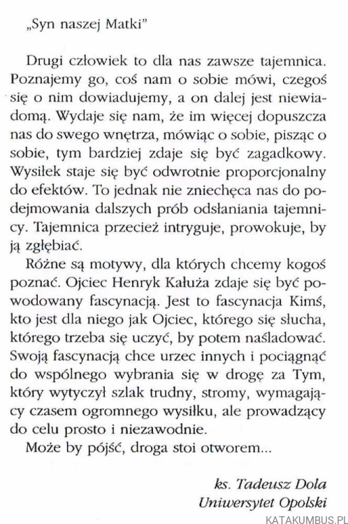 Syn naszej Matki. O. HENRYK KAŁUŻA SVD