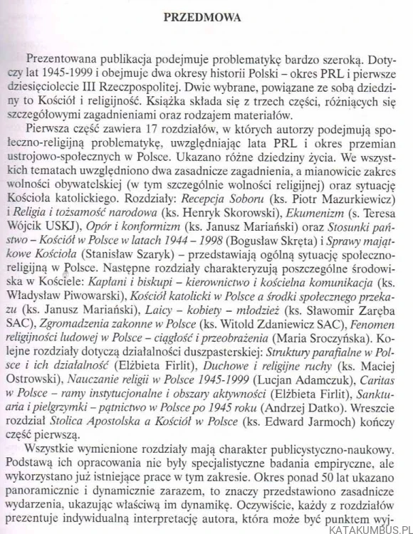 Kościół i religijność Polaków 1945-1999. PRACA ZBIOROWA