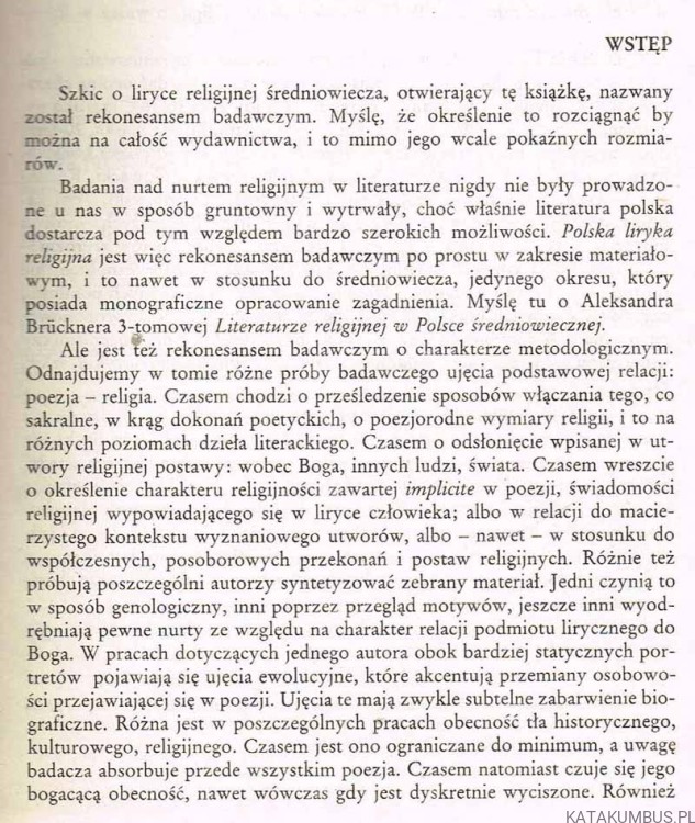 Polska liryka religijna. RED. STEFAN SAWICKI, PIOTR NOWACZYŃSKI