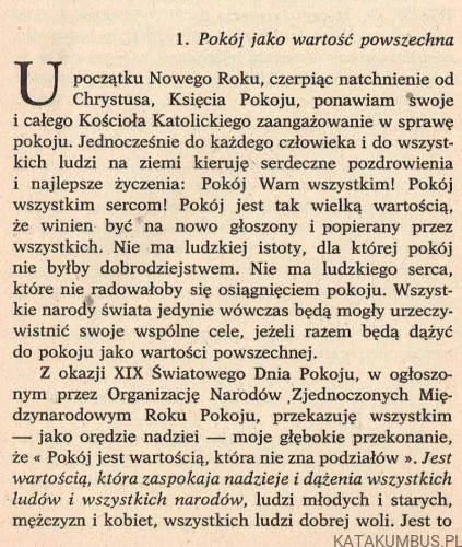 Orędzie na XX Światowy Dzień Pokoju 1 stycznia 1987 / Jan Paweł II