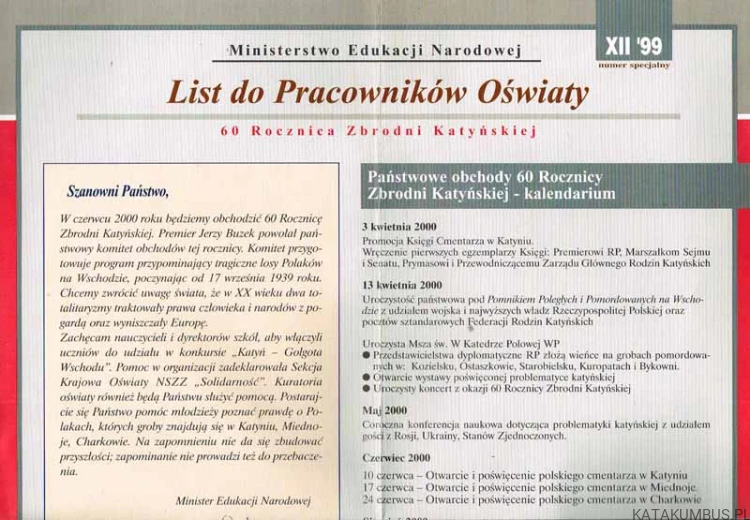 Golgota wschodu. Materiały pomocnicze dla nauczycieli w 60. rocznicę zbrodni w Katyniu. PRACA ZBIOROWA