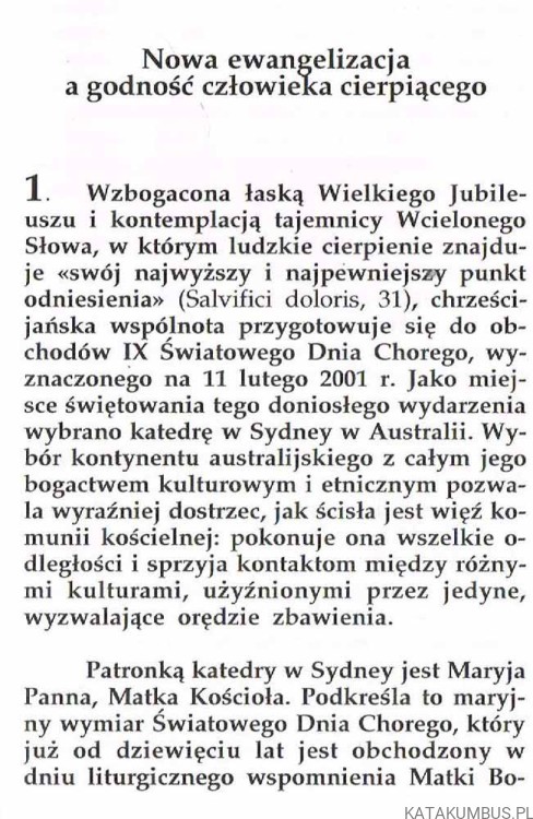 Orędzie Ojca Świętego na IX Światowy Dzień Chorego 2001 roku