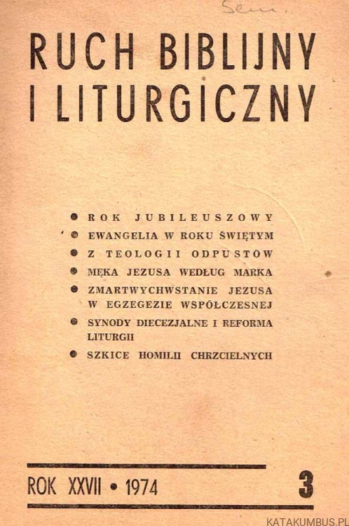 Ruch Biblijny i Liturgiczny nr 3 / 1974. PRACA ZBIOROWA