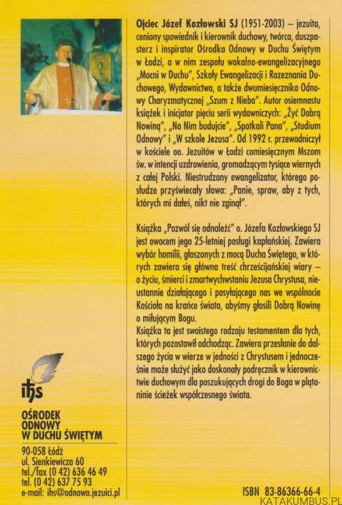 Pozwól się odnaleźć. JÓZEF KOZŁOWSKI SJ