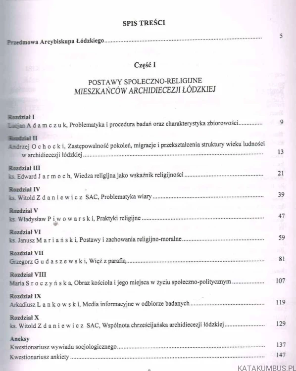 Postawy społeczno-religijne mieszkańców Archidiecezji Łódzkiej. PRACA ZBIOROWA