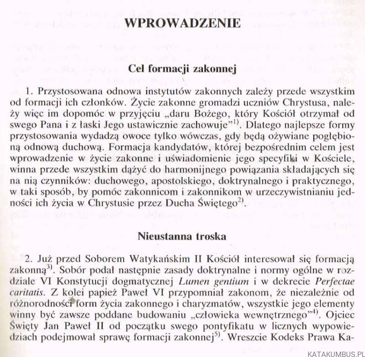 Wskazania dotyczące formacji w instytutach zakonnych. PRACA ZBIOROWA