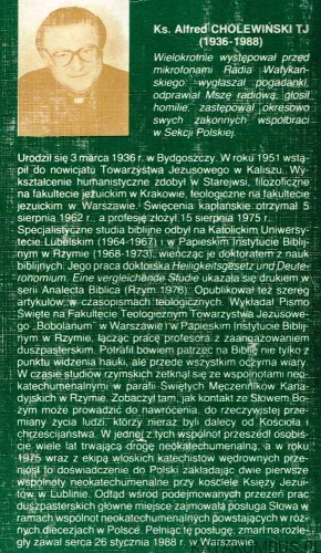 Chrześcijaństwo ponownie odkrywane. ALFRED CHOLEWIŃSKI