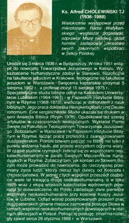 Chrześcijaństwo ponownie odkrywane. ALFRED CHOLEWIŃSKI