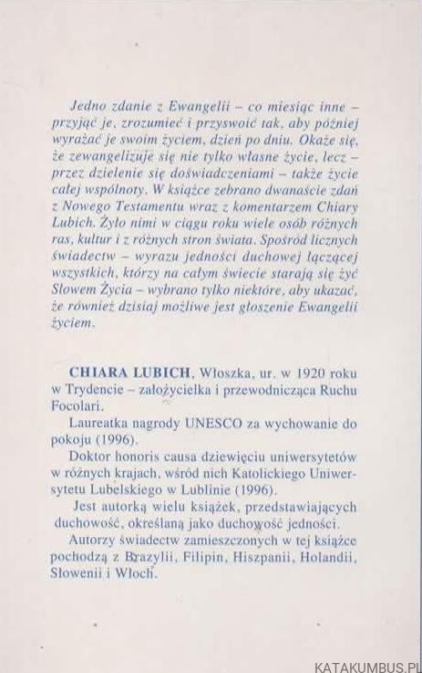 Pisać ewangelię życiem. CHIARA LUBICH