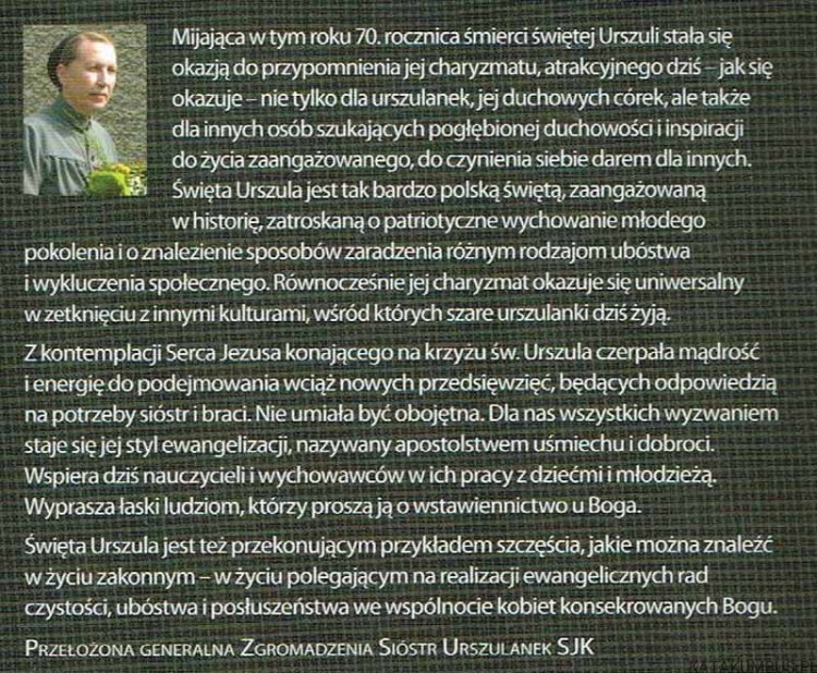 Jeszcze Polska nie zginęła, dopóki kochamy. ŚW URSZULA LEDÓCHOWSKA