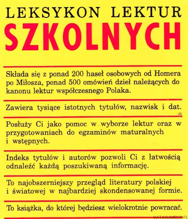 Leksykon lektur szkolnych. PRACA ZBIOROWA