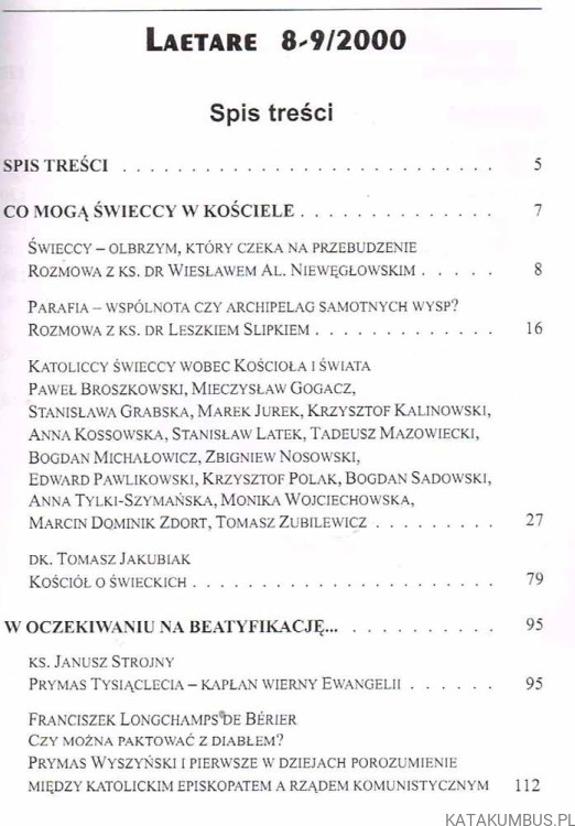Laetare 8-9/2000. PRACA ZBIOROWA