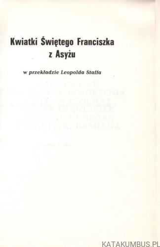 Kwiatki Świętego Franciszka z Asyżu. LEOPOLD STAFF