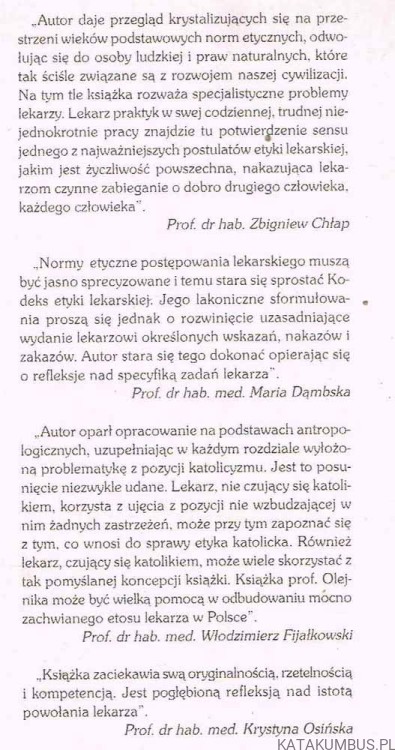 Etyka Lekarska. Ks. STANISŁAW OLEJNIK