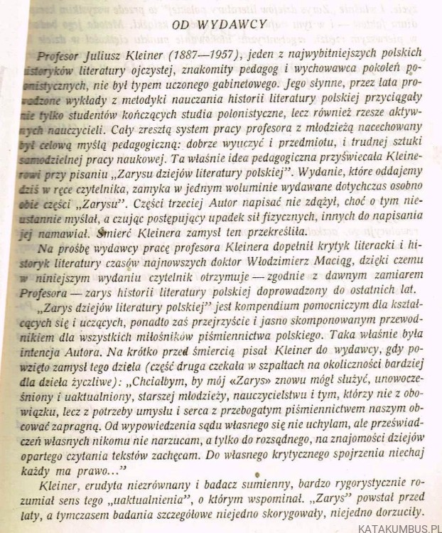 Zarys dziejów literatury polskiej. JULIUSZ KLEINER, WŁODZIMIERZ MACIĄG