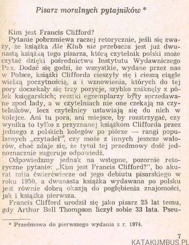 Ale klub nie przebacza. FRANCIS CLIFFORD