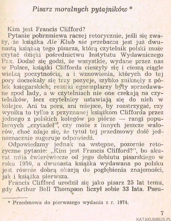 Ale klub nie przebacza. FRANCIS CLIFFORD