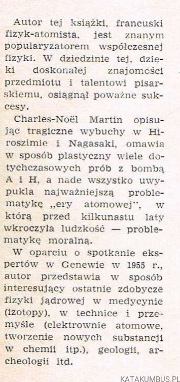 Atom władca świata. CHARLES-NOEL MARTIN