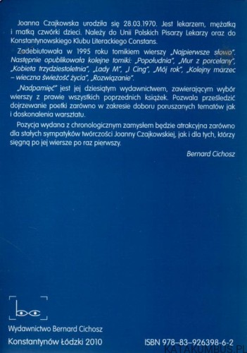 Nadpamięć. Wiersze wybrane. JOANNA CZAJKOWSKA