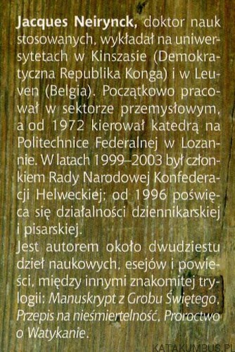 Przepis na nieśmiertelność. JACQUES NEIRYNCK