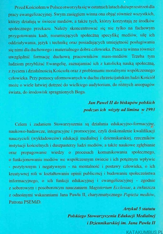 Polskie stowarzyszenie edukacji medialnej i dziennikarskiej im. Jana Pawła II. Ks. ANTONI LEWEK
