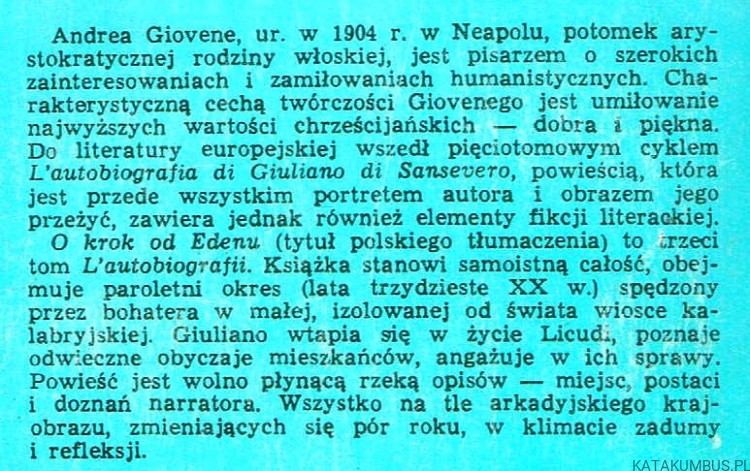 O krok od Edenu. ANDREA GIOVENE