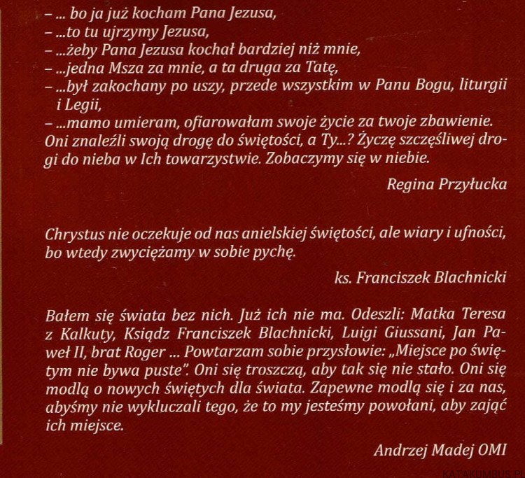 Sanctorum Testimonii. REGINA PRZYŁUCKA