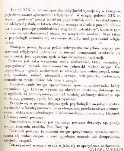Postawy religijne młodzieży i ich związki z wybranymi elementami osobowości. JÓZEF BAZYLAK