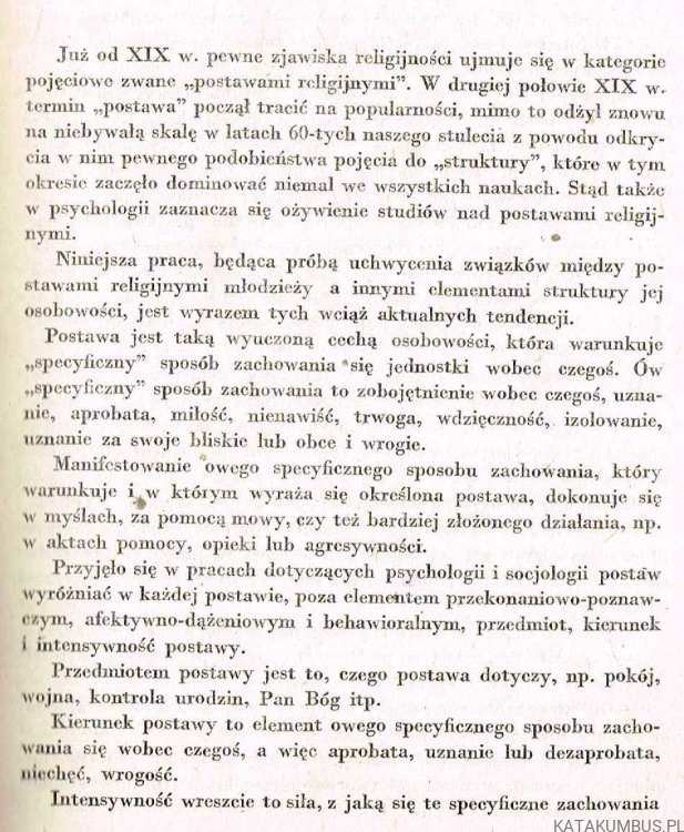 Postawy religijne młodzieży i ich związki z wybranymi elementami osobowości. JÓZEF BAZYLAK