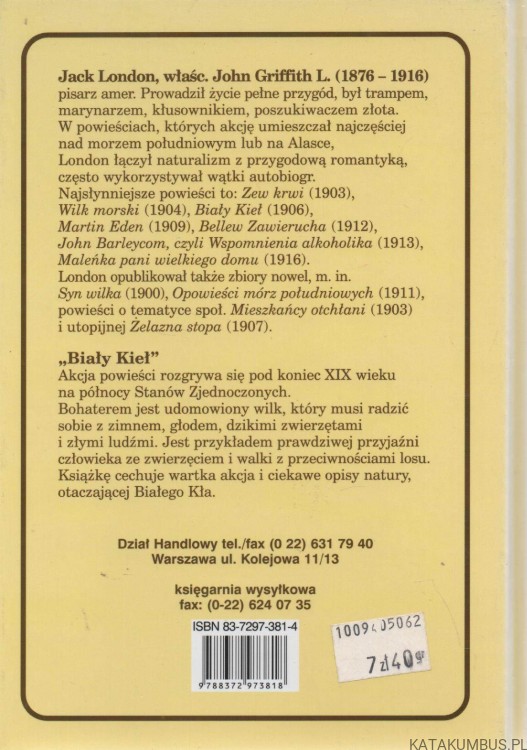 Biały kieł. JACK LONDON