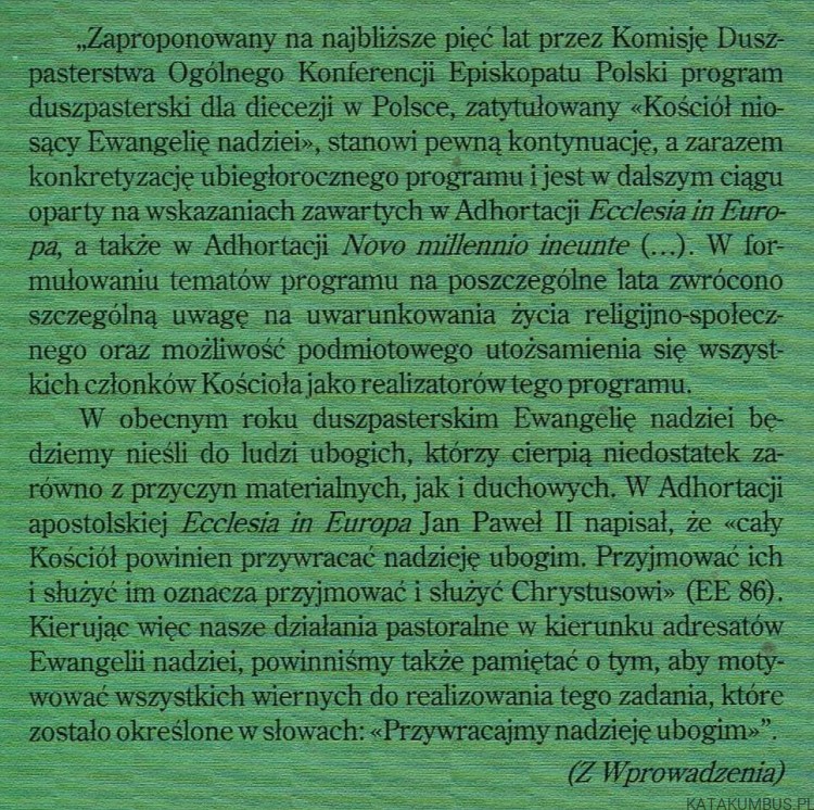 Przywracajmy nadzieję ubogim. PRACA ZBIOROWA