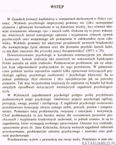 Wybrane zagadnienia psychologii. JAN BIELECKI OMI