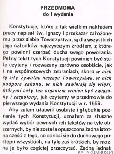 Wybór tekstów Konstytucji Towarzystwa Jezusowego / Św. Ignacy Loyola