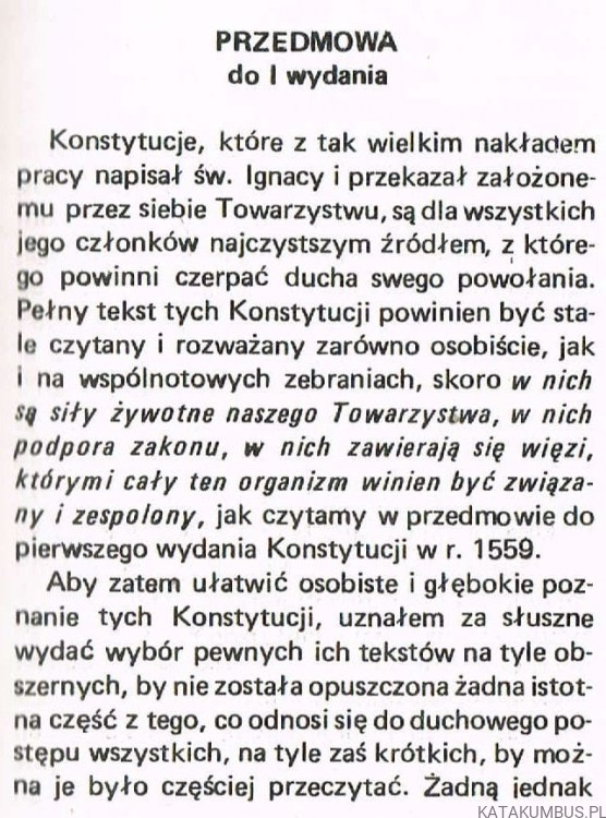 Wybór tekstów Konstytucji Towarzystwa Jezusowego / Św. Ignacy Loyola