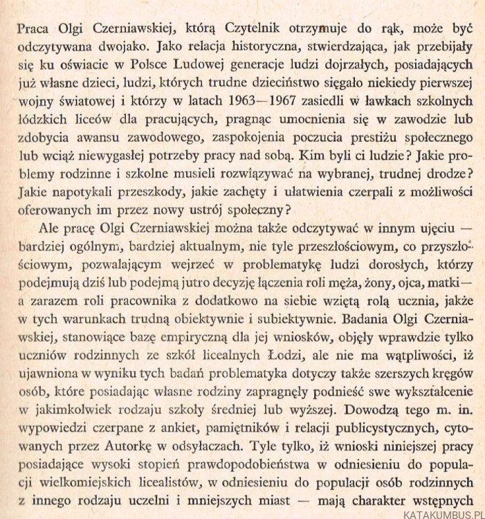 Kształcenie dorosłych a środowisko rodzinne. OLGA CZERNIAWSKA