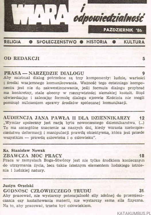 Wiara i odpowiedzialność nr 1. PRACA ZBIOROWA