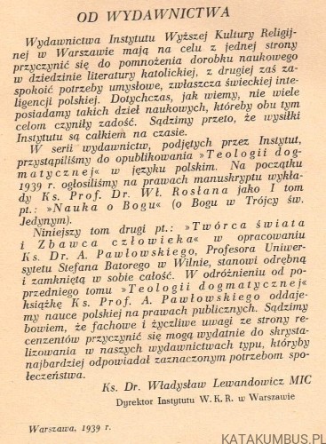 Twórca świata i zbawca człowieka .  KS ANTONI PAWŁOWSKI