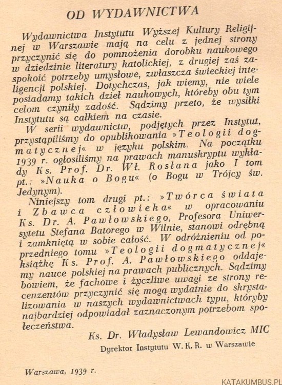 Twórca świata i zbawca człowieka .  KS ANTONI PAWŁOWSKI