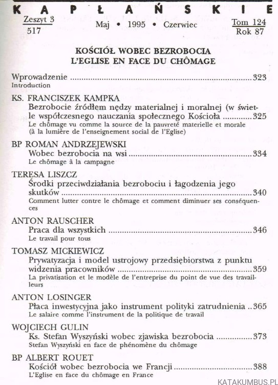 Kościół wobec bezrobocia / Ateneum Kapłańskie Nr 517. PRACA ZBIOROWA