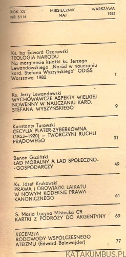 Chrześcijanin w świecie / nr 116 Maj 1983. KS. BP EDARD OZOROWSKI