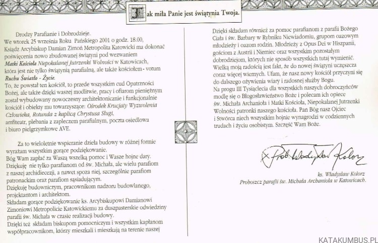 Któż jak Bóg. Pamiątka poświęcenia kościoła parafialnego Matki Kościoła.  PRACA ZBIOROWA