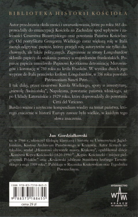 Historia Państwa Kościelnego. JAN GORDZIAŁKOWSKI