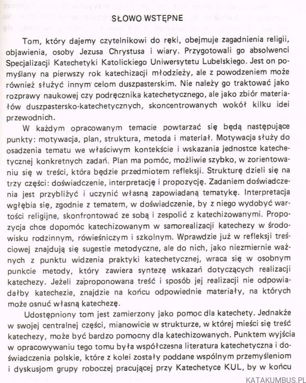 Od religii do wiary. Materiały katechetyczne, cz.1. Red. Ks. MIECZYSŁAW MAJEWSKI
