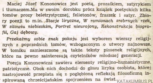 Przekażmy sobie znak pokoju / Maciej Józef Kononowicz