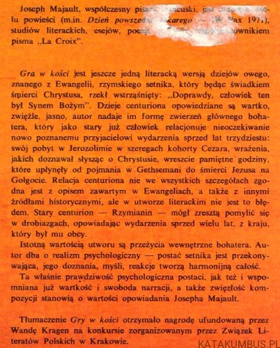 Gra w kości. JOSEPH MAJAULT